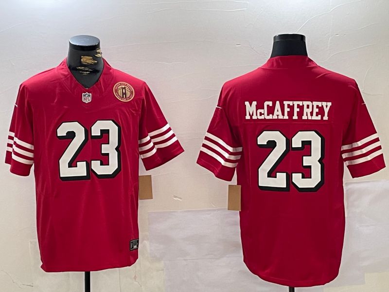 Men San Francisco 49ers #23 Mccaffrey Red Three generations 2024 Nike Vapor Limited NFL Jersey style 3->san francisco 49ers->NFL Jersey